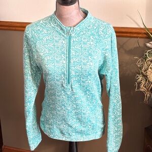Sahalie Teal Swirl Print Sweatshirt